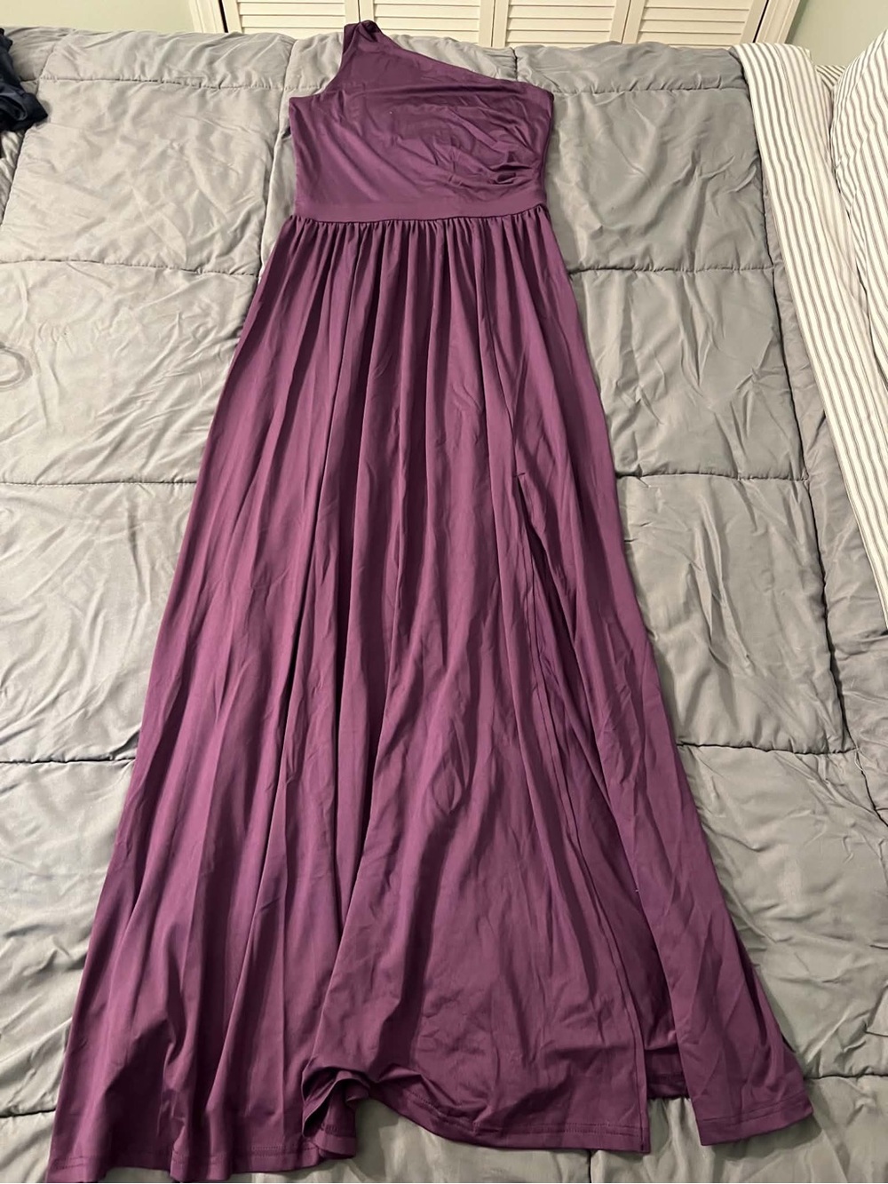 One-Shoulder Plum Maxi Dress